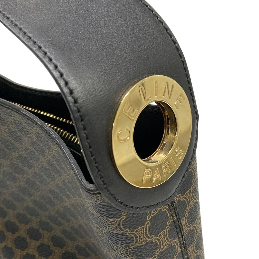 Celine Macadam/Circle Logo Shoulder Bag Black Brown PVC Leather - Picture 14 of 15